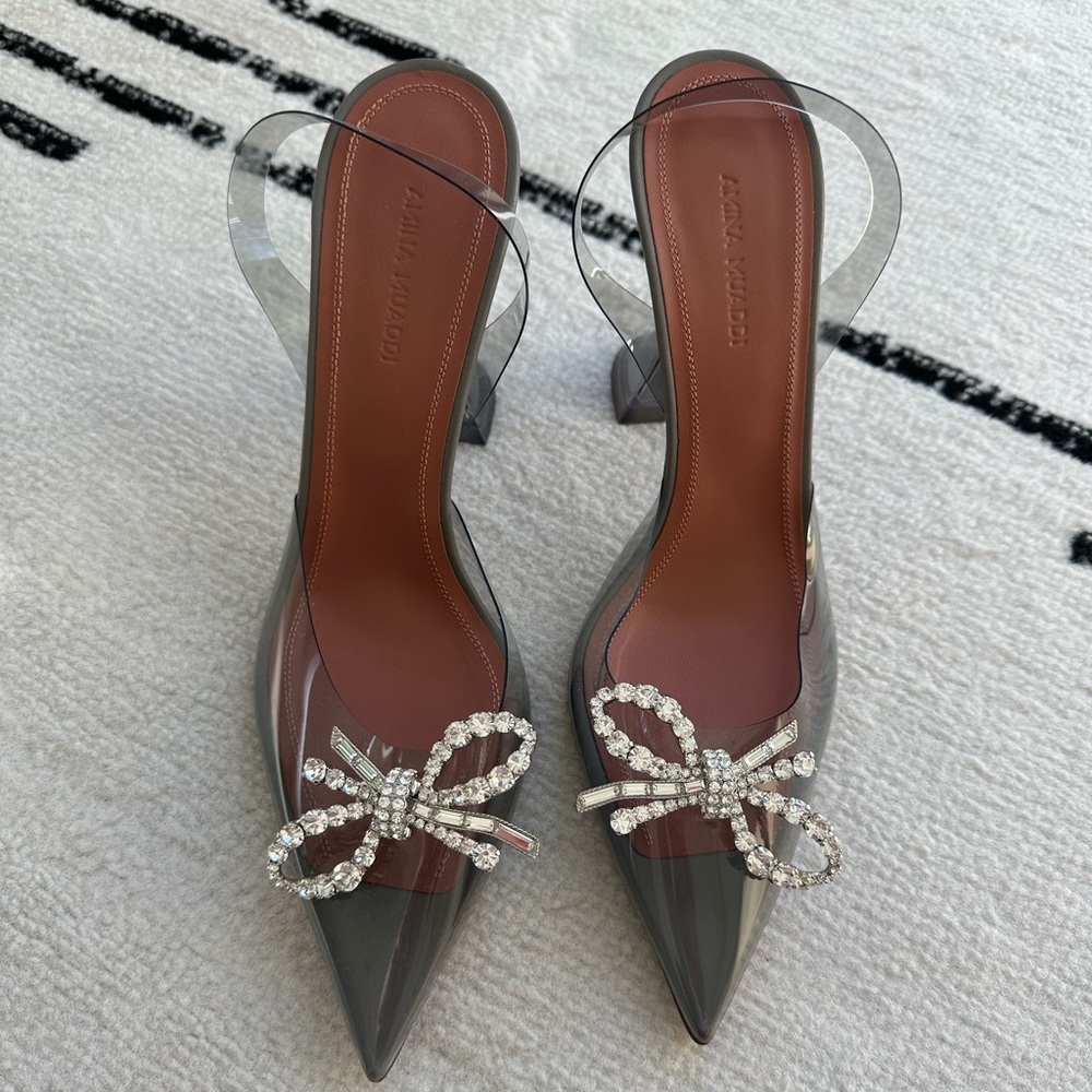 Amina Muaddi Rosie Glass Heel in smoke EU 38.5